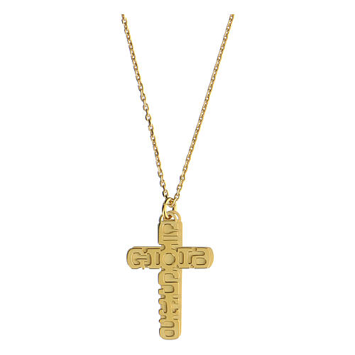 Double cross pendant "E Gioia Sia", gold plated 925 silver 1