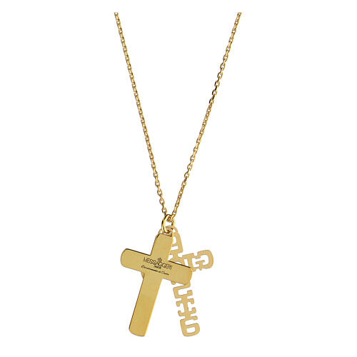 Double cross pendant "E Gioia Sia", gold plated 925 silver 4