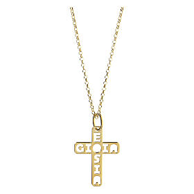Big cross-shaped pendant E Gioia Sia, gold plated 925 silver