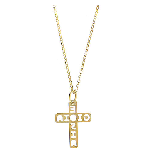 Golden cross necklace pendant E Gioia Sia 925 silver, big 2
