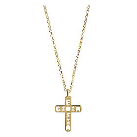 Golden cross necklace pendant E Gioia Sia 925 silver