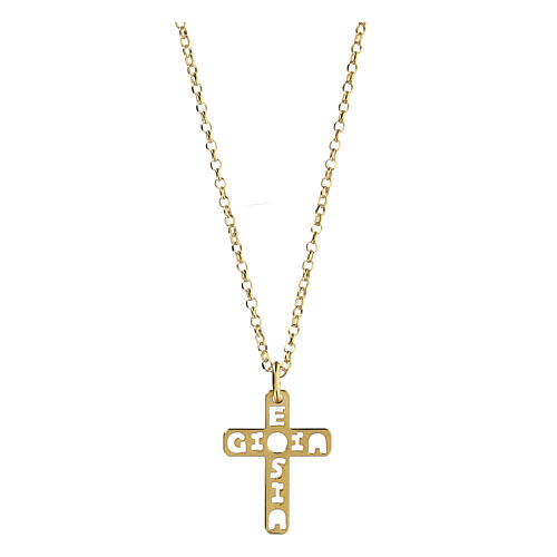 Golden cross necklace pendant E Gioia Sia 925 silver 1