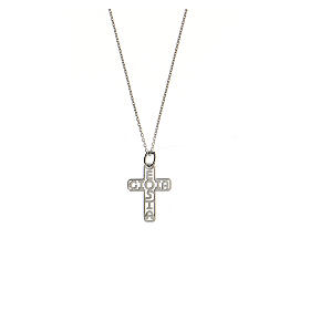 Small cross E Gioia Sia with cut-out background, 925 silver