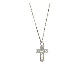 Small cross E Gioia Sia with cut-out background, 925 silver