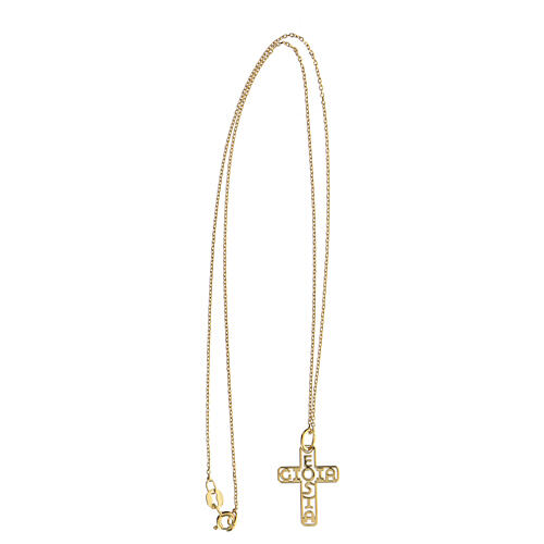 Golden cross pendant with openwork E Gioia Sia (Joy May Be) 925 silver 3
