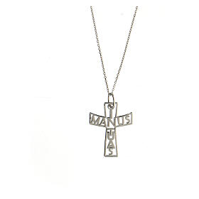 Cross pendant In Manus Tuas in 925 silver large