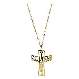 Golden cross pendant In Manus Tuas in 925 silver