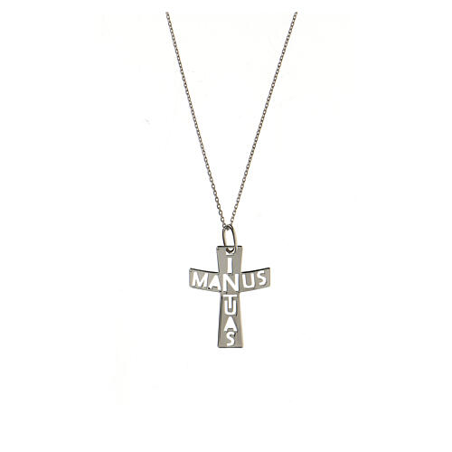 Big cross pendant, In Manus Tuas cut-out, 925 silve 1