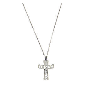 Croce argento 925 traforata In Manus Tuas