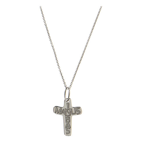 Small cross pendant, In Manus Tuas engraving, 925 silver 1