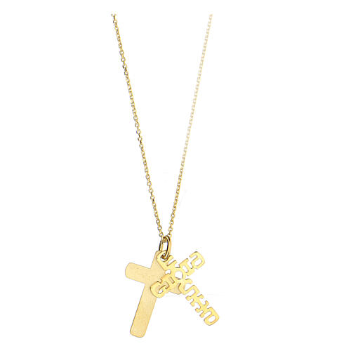 Double cross pendant E Gioia Sia, gold plated 925 silver 2