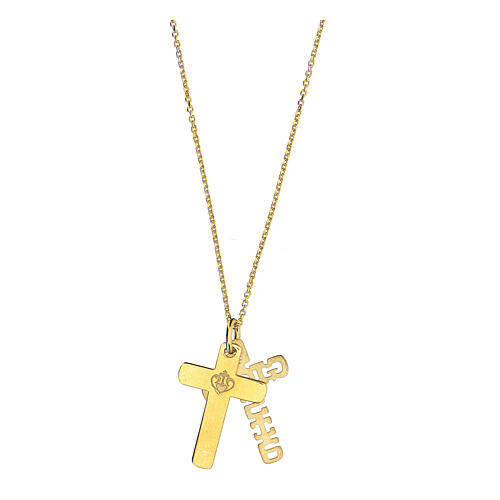 Double cross pendant E Gioia Sia, gold plated 925 silver 4