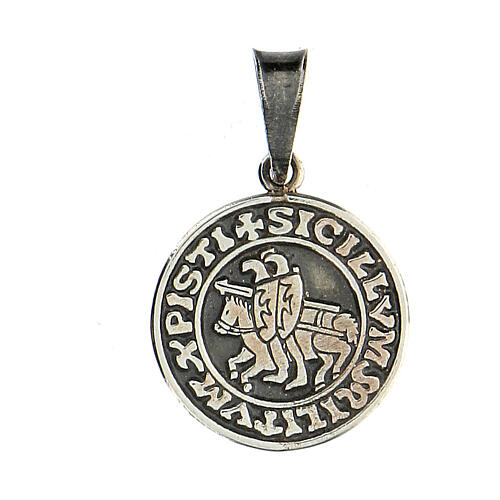 Pingente medalha selo da Ordem dos Templários prata 925 1