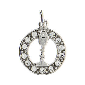 White strass 925 silver host chalice pendant