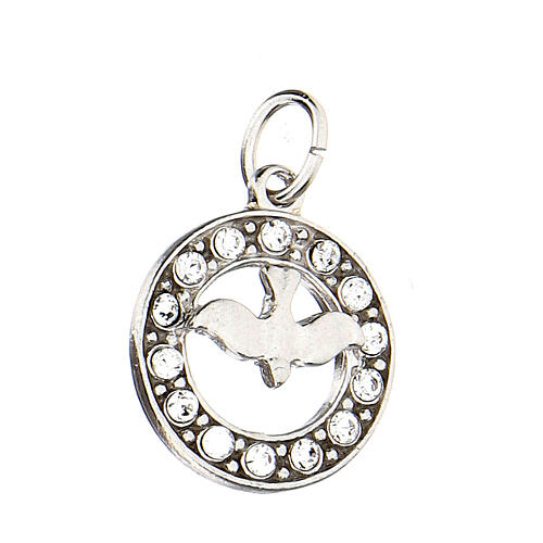 Pendant, Holy Spirit dove, 925 silver and white strass 2