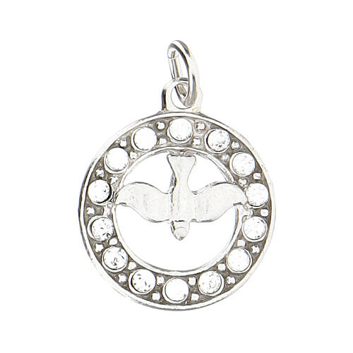 Holy Spirit dove pendant in 925 silver white strass  1