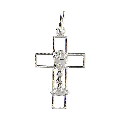 Cut-out Latin cross with chalice, 925 silver 1