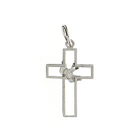 Cut-out Latin cross with dove, 925 silver