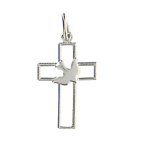 Cross pendant with dove in 925 silver