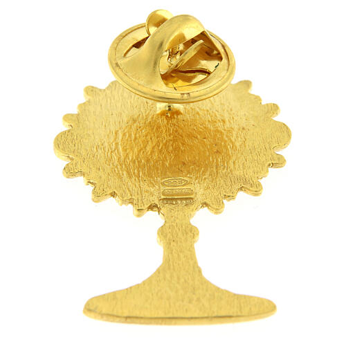 Monstrance brooch, white enamelled IHS, gold plated 925 silver 4
