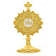 Monstrance brooch, white enamelled IHS, gold plated 925 silver s1