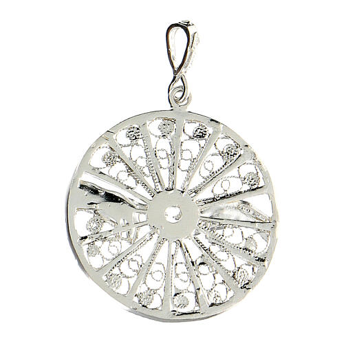 Filigree round pendant, 925 silver, The Creation of Adam 3