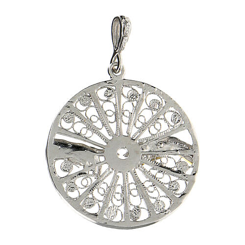 Filigree round pendant, bicolour 925 silver, The Creation of Adam 3