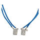 Scapular, light blue string and 925 silver, squared medals s2