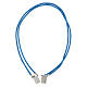 Scapulaire argent 925 corde bleue claire médailles rectangulaires s3