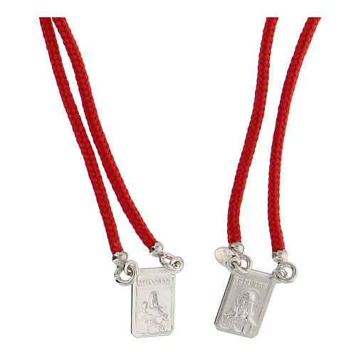 Scapular, red string and 925 silver, rectangular medals 2