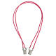 Scapular, pink string and 925 silver, rectangular medals s1