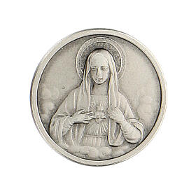 Sacred Heart Mary brooch in 925 silver