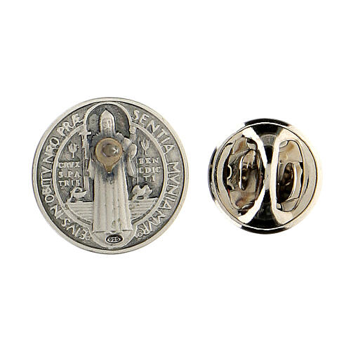Broche Medalha São Bento prata 925 3