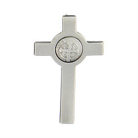 Przypinka krzyż Święty Benedykt srebro 925