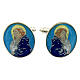 Botões de punho para camisas latão e zamak com imagem esmalte azul-turquesa Nossa Senhora com Menino Jesus s1