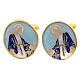 Gilded cufflinks with light blue Miraculous Mary s1