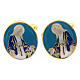 Gold plated cufflinks, Miraculous Medal, blue enamel s1