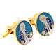 Botões de punho para camisas latão dourado com imagem esmalte azul Nossa Senhora das Graças s2