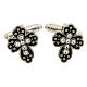 Cross cufflinks black strass in white bronzed brass s1