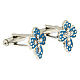 strass blue cross cufflinks in white bronzed brass s2