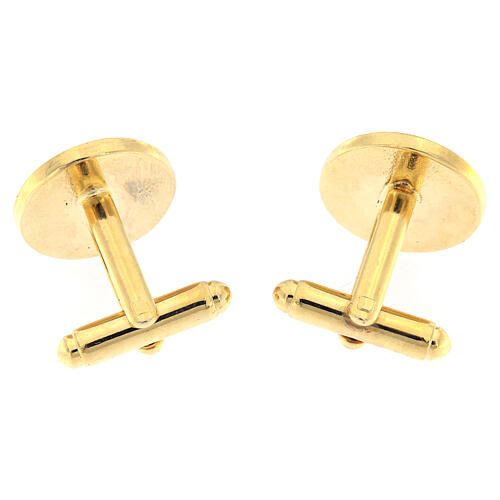 Gold plated brass cufflinks, Virgin with Child on crescent 3