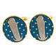 Gold plated brass cufflinks, Virgin with Child on crescent s1