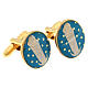 Gold plated brass cufflinks, Virgin with Child on crescent s2