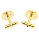 Gold plated brass cufflinks, Virgin with Child on crescent s3