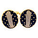 Gold plated cufflinks, Virgin with Child on crescent, blue enamel s1