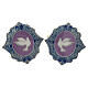 Cufflinks with white dove, lilac enamel, white bronze plated brass s1