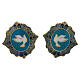 Golden brass cufflinks with blue enamel dove s1