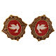 Gold plated brass cufflinks, white dove, red enamel s1