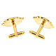 Gold plated brass cufflinks, white dove, red enamel s3