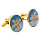 Golden brass cufflinks angel with turquoise sky  s2